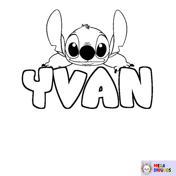 Coloración del nombre YVAN - decorado Stitch