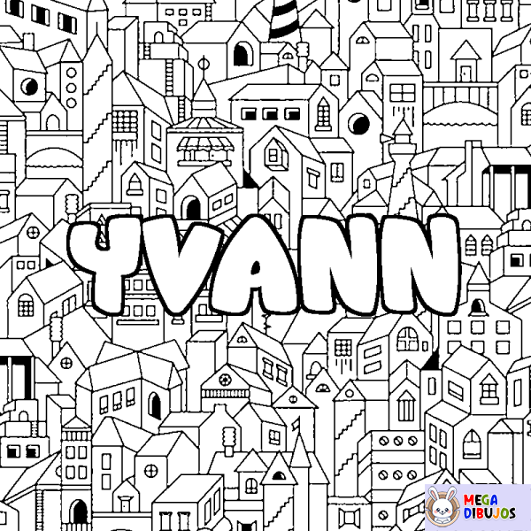 Coloración del nombre YVANN - decorado ciudad