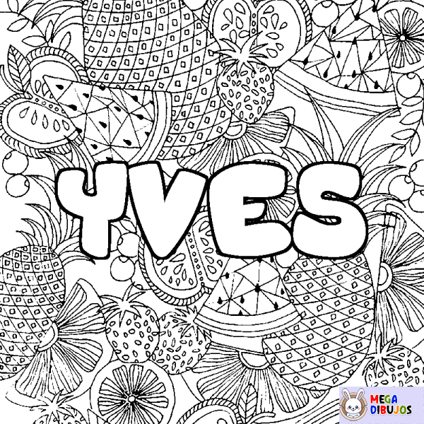 Coloración del nombre YVES - decorado mandala de frutas