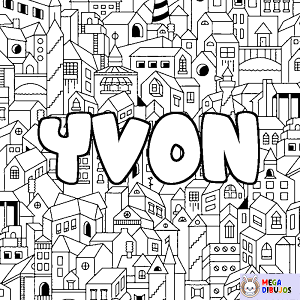 Coloración del nombre YVON - decorado ciudad