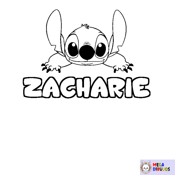 Coloración del nombre ZACHARIE - decorado Stitch