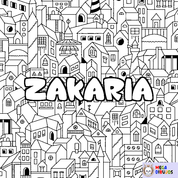 Coloración del nombre ZAKARIA - decorado ciudad