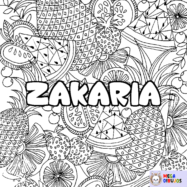 Coloración del nombre ZAKARIA - decorado mandala de frutas