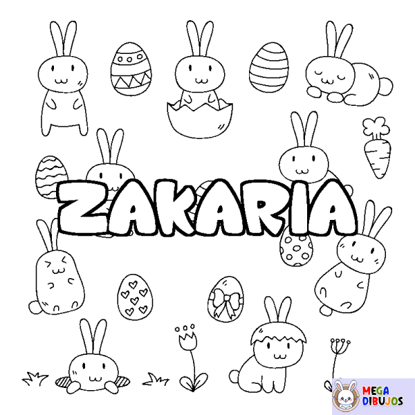 Coloración del nombre ZAKARIA - decorado Pascua