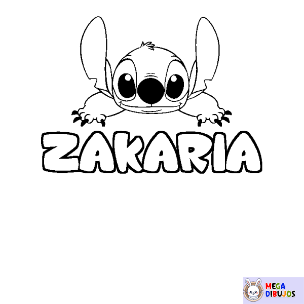 Coloración del nombre ZAKARIA - decorado Stitch