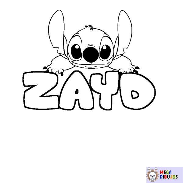 Coloración del nombre ZAYD - decorado Stitch