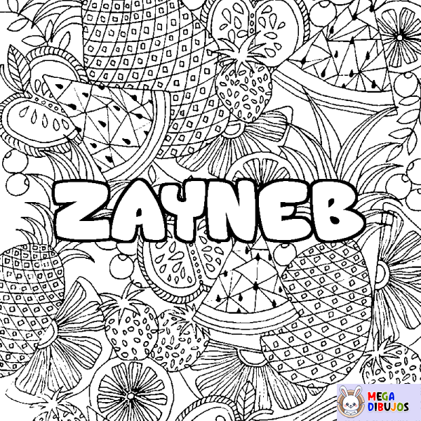 Coloración del nombre ZAYNEB - decorado mandala de frutas