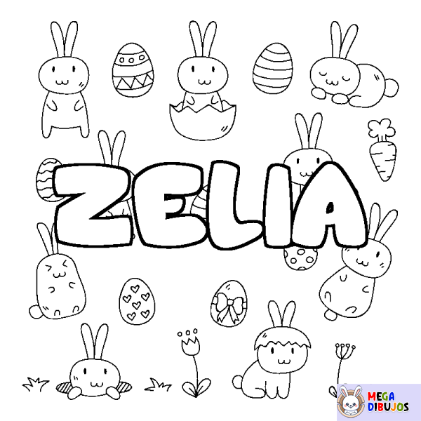 Coloración del nombre ZELIA - decorado Pascua