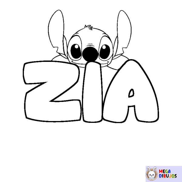 Coloración del nombre ZIA - decorado Stitch