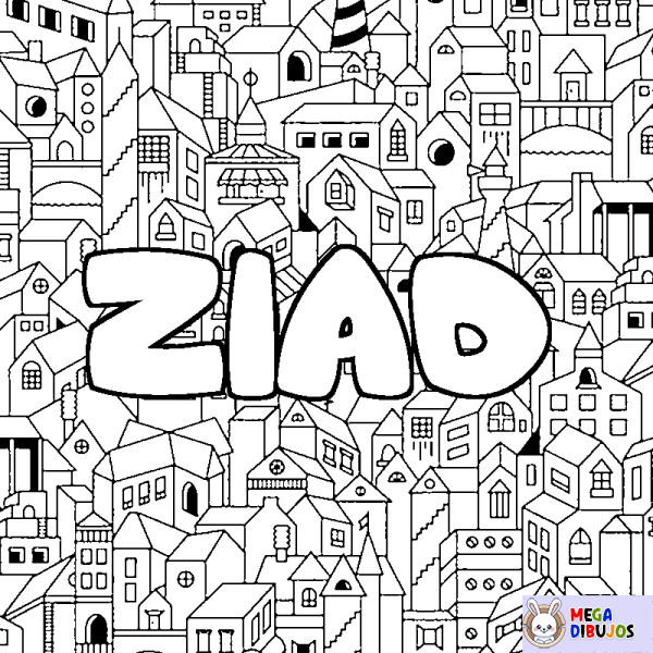 Coloración del nombre ZIAD - decorado ciudad