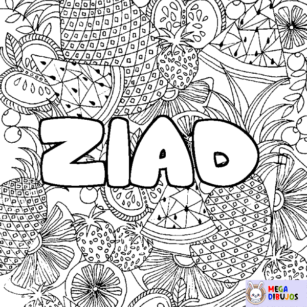 Coloración del nombre ZIAD - decorado mandala de frutas