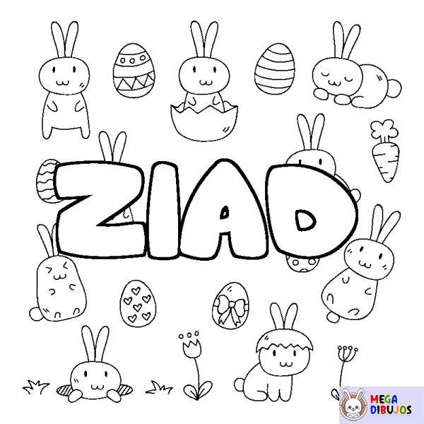 Coloración del nombre ZIAD - decorado Pascua