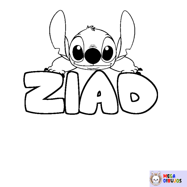 Coloración del nombre ZIAD - decorado Stitch