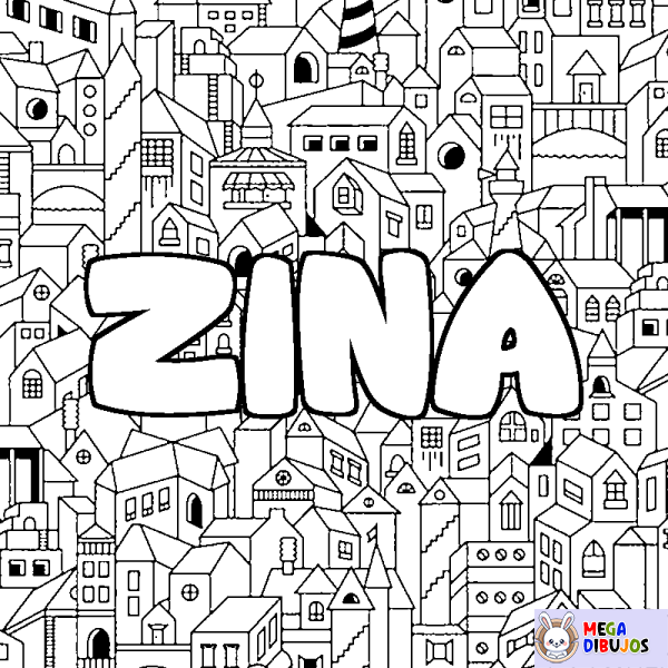 Coloración del nombre ZINA - decorado ciudad