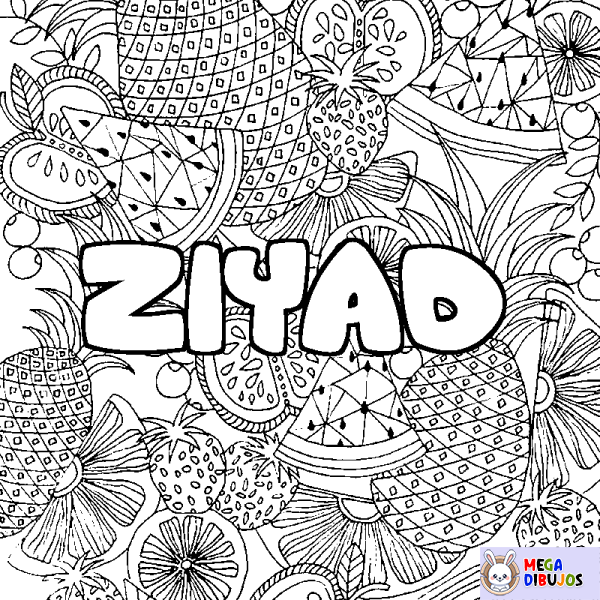 Coloración del nombre ZIYAD - decorado mandala de frutas