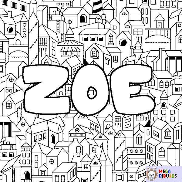 Coloración del nombre ZOE - decorado ciudad