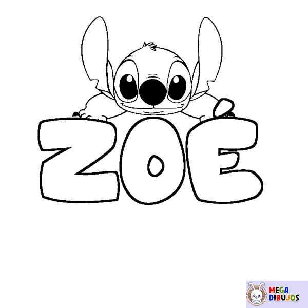 Coloración del nombre ZO&Eacute; - decorado Stitch