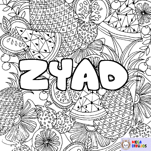 Coloración del nombre ZYAD - decorado mandala de frutas