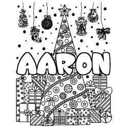 Coloración del nombre AARON - decorado árbol de Navidad y regalos