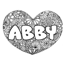 Coloración del nombre ABBY - decorado mandala de corazón