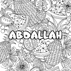 Coloración del nombre ABDALLAH - decorado mandala de frutas