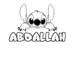 Coloración del nombre ABDALLAH - decorado Stitch