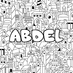 Coloración del nombre ABDEL - decorado ciudad