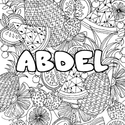 Coloración del nombre ABDEL - decorado mandala de frutas