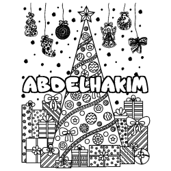 Coloración del nombre ABDELHAKIM - decorado árbol de Navidad y regalos