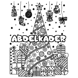 Coloración del nombre ABDELKADER - decorado árbol de Navidad y regalos