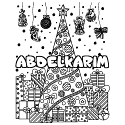 Coloración del nombre ABDELKARIM - decorado árbol de Navidad y regalos