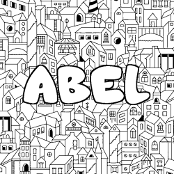 Coloración del nombre ABEL - decorado ciudad