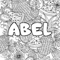 Coloración del nombre ABEL - decorado mandala de frutas