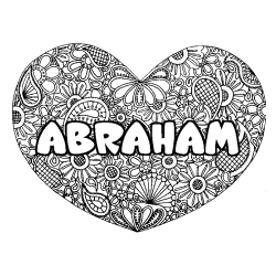 Coloración del nombre ABRAHAM - decorado mandala de corazón