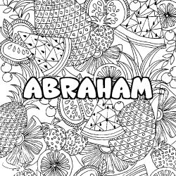 Coloración del nombre ABRAHAM - decorado mandala de frutas