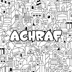 Coloración del nombre ACHRAF - decorado ciudad