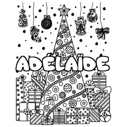 Dibujo para colorear AD&Eacute;LA&Iuml;DE - decorado &aacute;rbol de Navidad y regalos