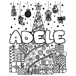 Dibujo para colorear ADELE - decorado &aacute;rbol de Navidad y regalos