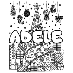 Dibujo para colorear AD&Egrave;LE - decorado &aacute;rbol de Navidad y regalos