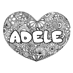 Coloración del nombre ADÈLE - decorado mandala de corazón