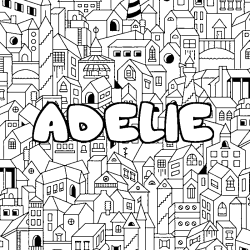 Dibujo para colorear ADELIE - decorado ciudad
