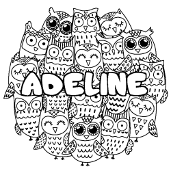Coloración del nombre ADELINE - decorado búhos