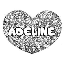Coloración del nombre ADELINE - decorado mandala de corazón