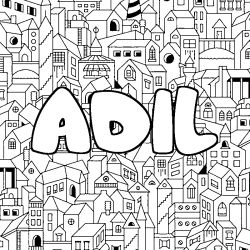 Coloración del nombre ADIL - decorado ciudad