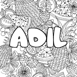 Coloración del nombre ADIL - decorado mandala de frutas