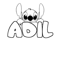 Coloración del nombre ADIL - decorado Stitch