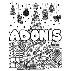 Coloración del nombre ADONIS - decorado árbol de Navidad y regalos