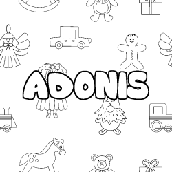 Coloración del nombre ADONIS - decorado juguetes