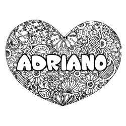 Coloración del nombre ADRIANO - decorado mandala de corazón