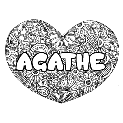 Coloración del nombre AGATHE - decorado mandala de corazón